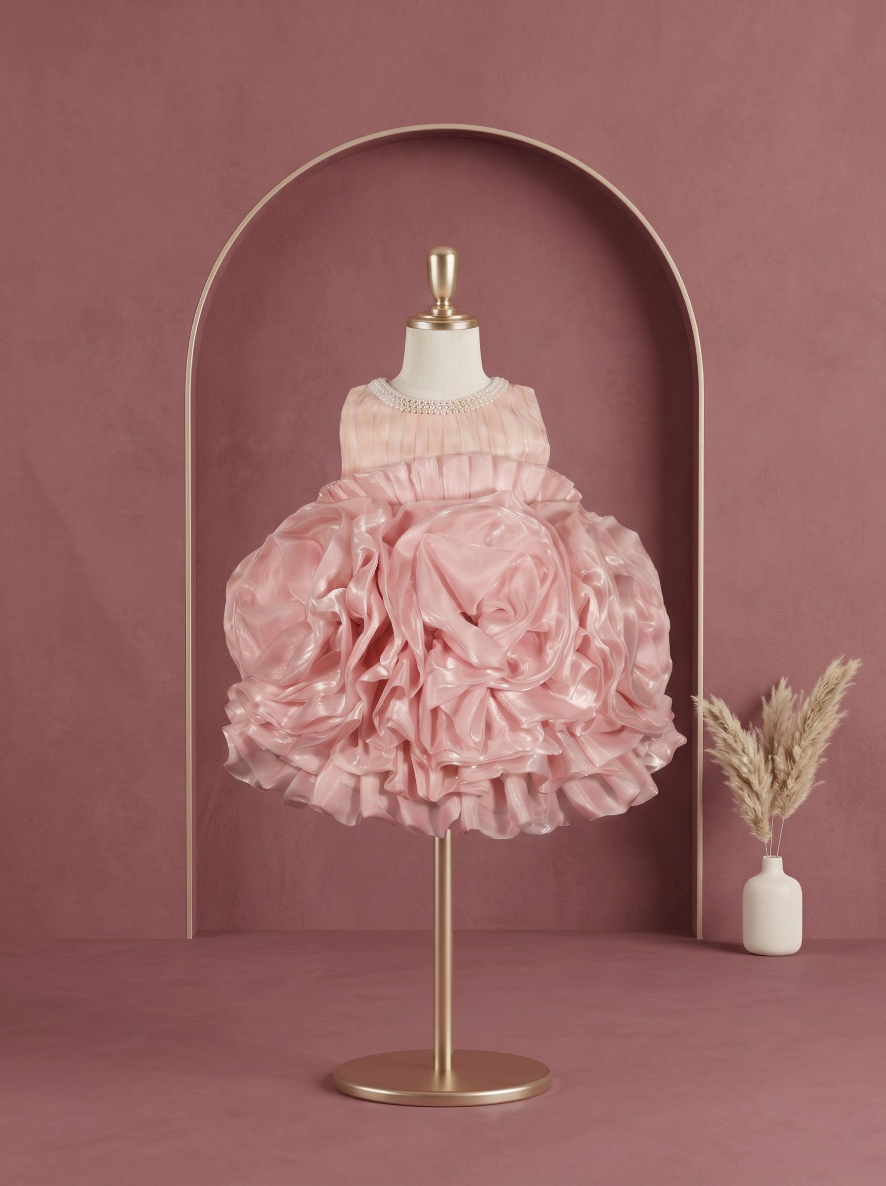 Rose Pearl Ruffle Dress